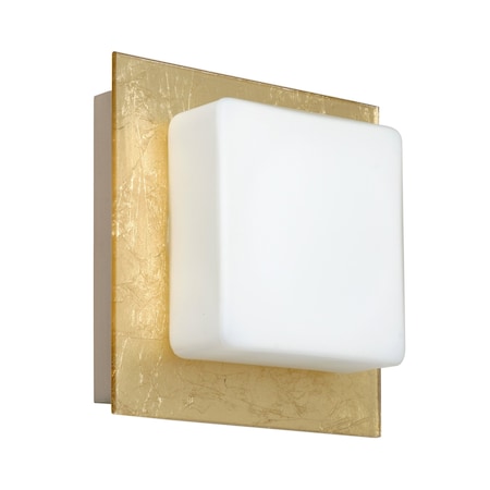 Besa Lighting Alex Mini Sconce, Opal/Gold Foil, Satin Nickel Finish, 1x50W Halogen 1WS-7735GF-SN